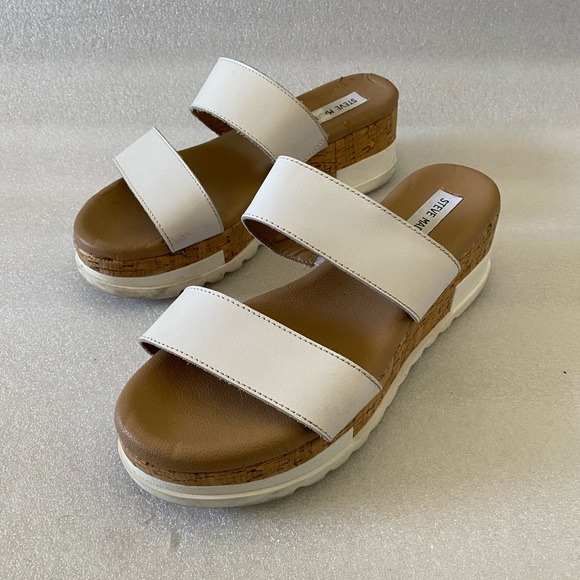 Steve Madden Thalia White Cork Wedge sandals size 9.5 - Picture 6 of 7